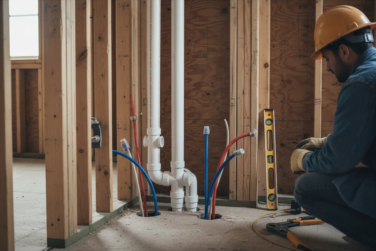 Drain and supply rough-in during Toilet Repair and Installation in Crucible