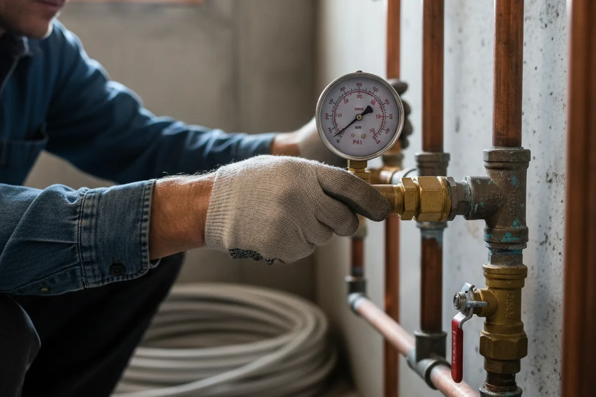 Pressure testing a repaired line during Water Line Repair in Crucible